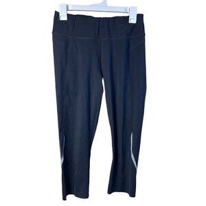 Sweaty Betty Women's Cropped Leggings Black Sz L Zip Back Pocket Reflective